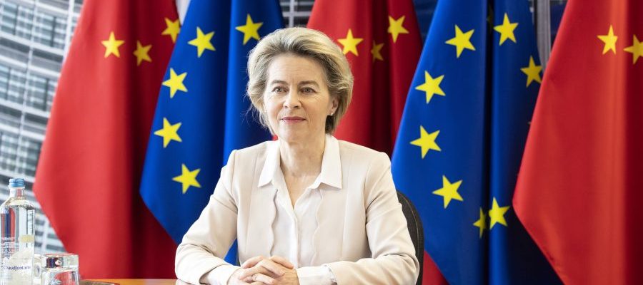 Ursula von der Leyen, President of the European Commission, participates at EU-China leaders’ meeting via videoconference.